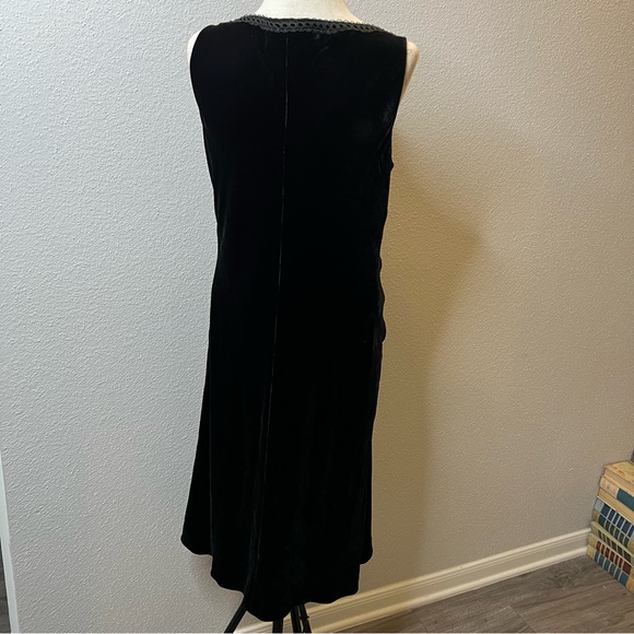 ABS Allen Schwartz Vintage Black satin velvet Dress size 12 - Picture 7 of 9